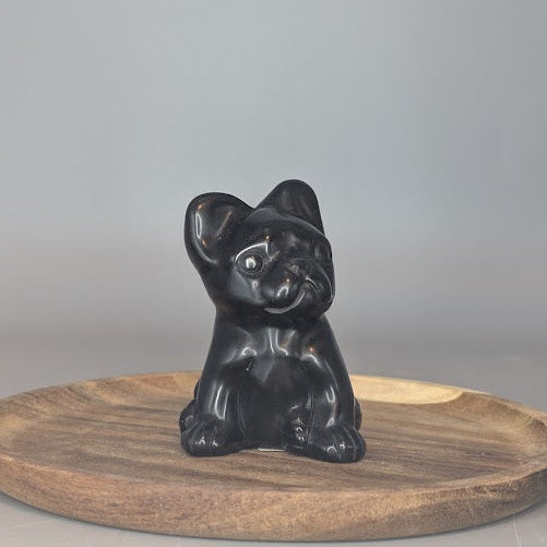 Obsidian Frenchie Carving