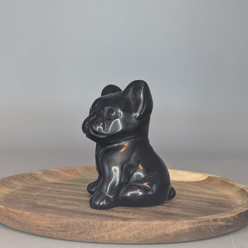 Obsidian Frenchie Carving