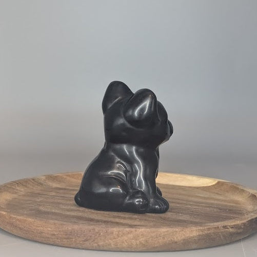Obsidian Frenchie Carving