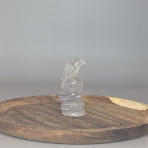 Raven on Books Carving