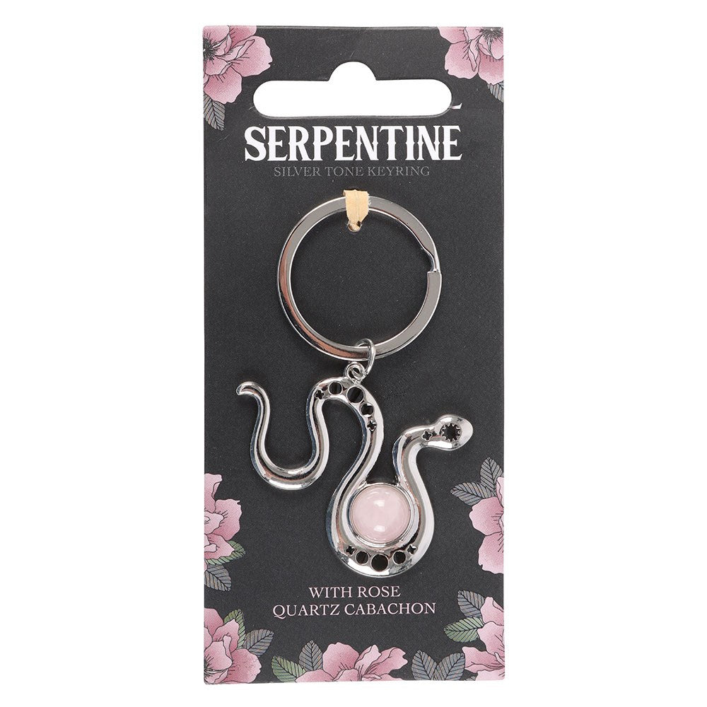 Snake with Rose Quartz Keyring