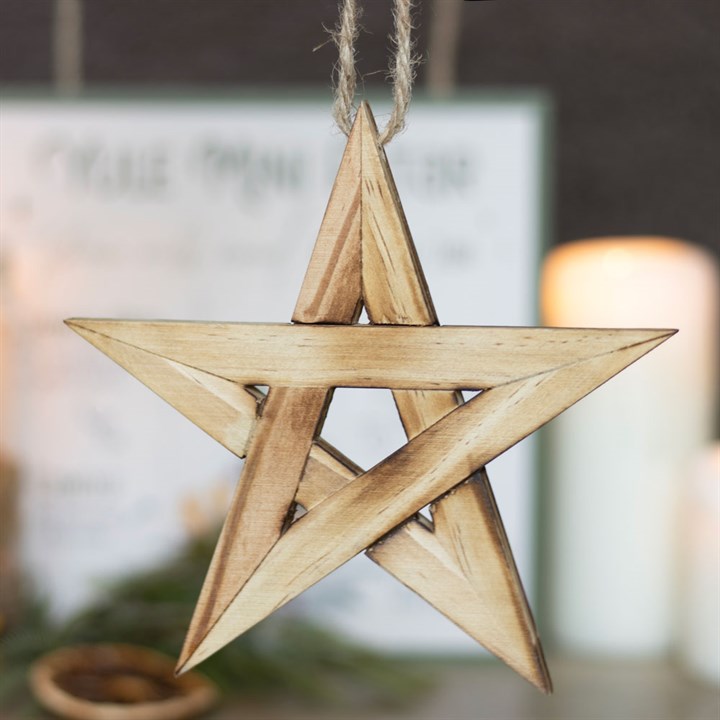 Wooden Pentagram Hanging Ornament