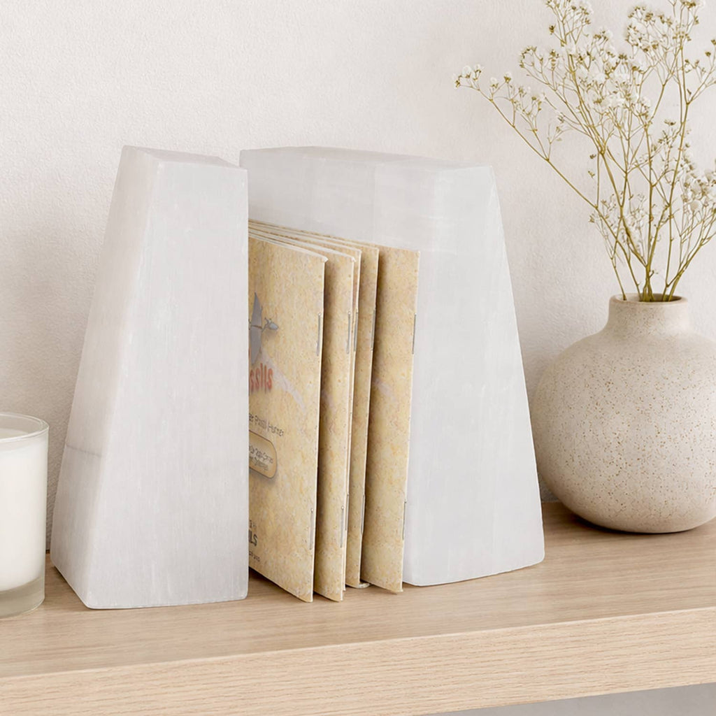 Selenite Wedge Bookends