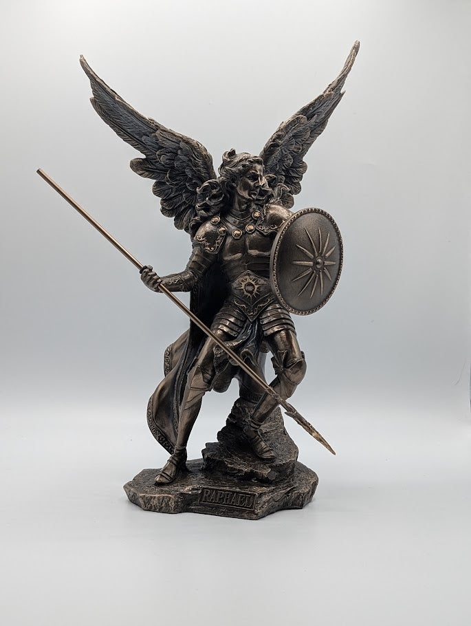 Bronzed Archangel Raphael Religious Warrior 35cm