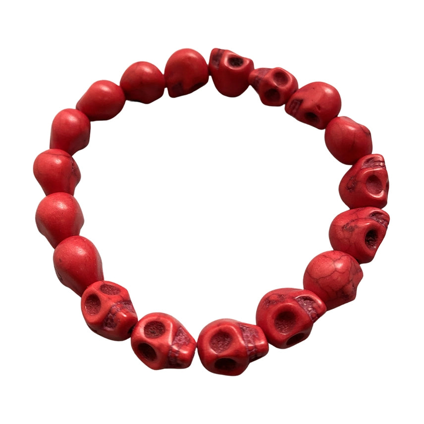 Red Howlite Skulls Bracelet