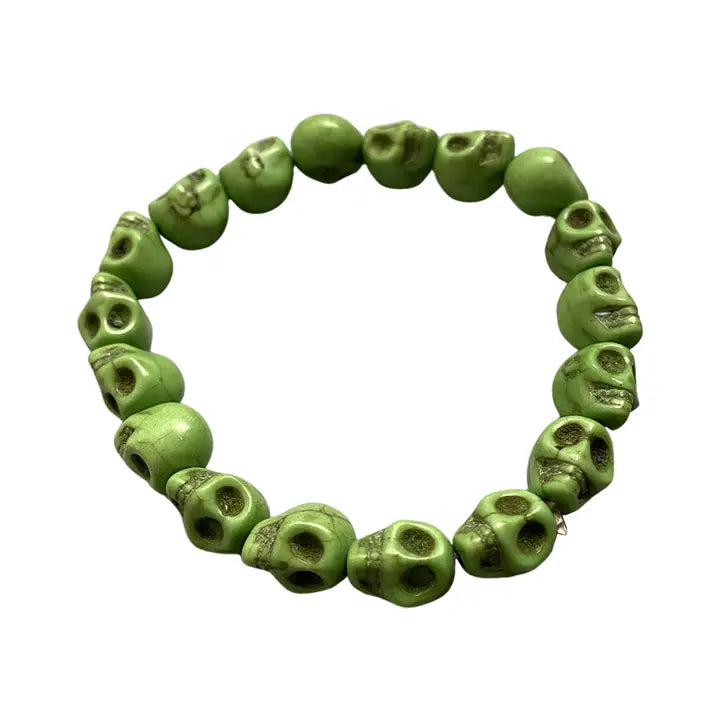 Green Howlite Skulls Bracelet