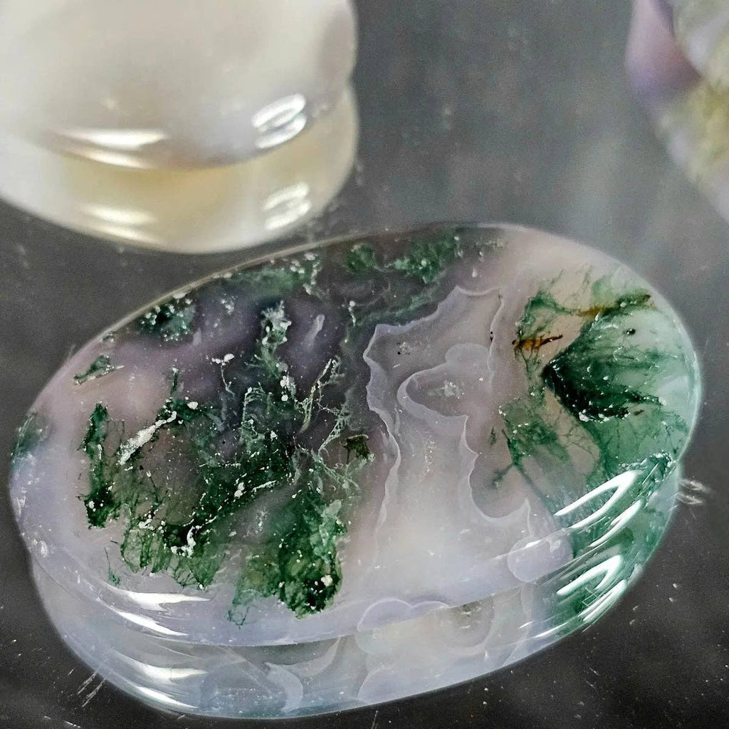 Purple Moss Agate Crystal Palmstone