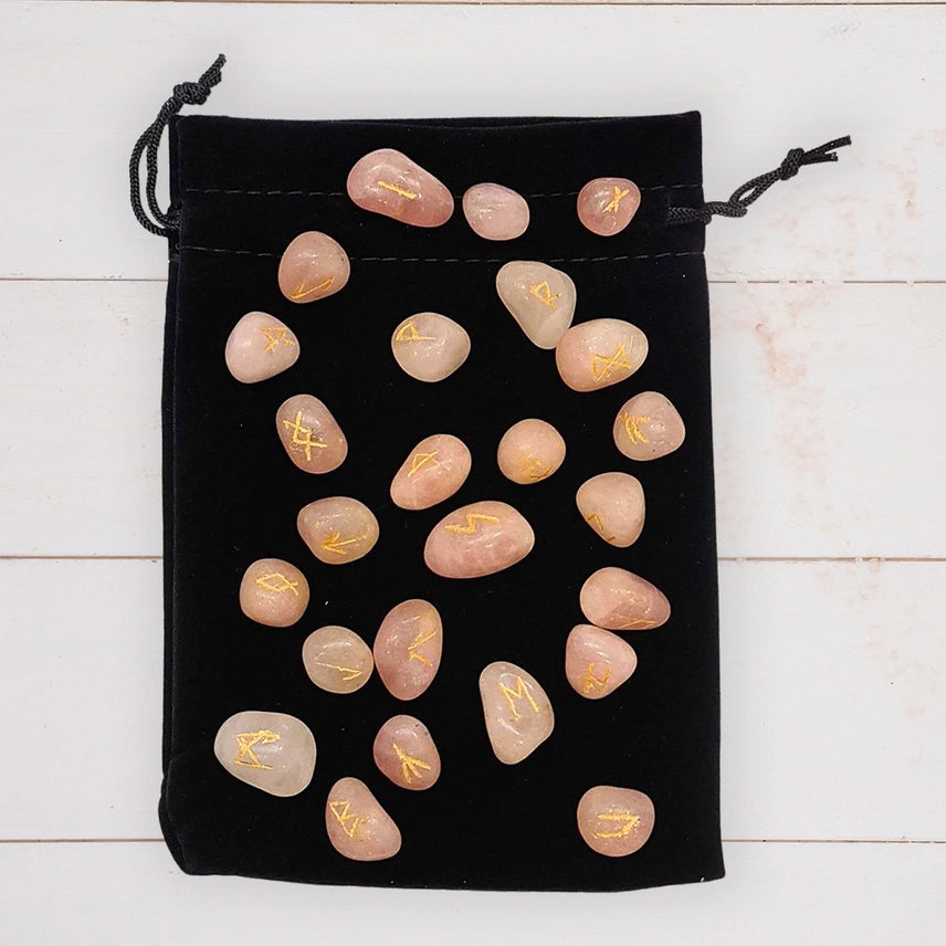 Tumbled Stones Rune Set - Rose Quartz