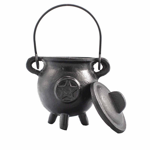 Cast Iron Cauldron with Pentagram 6.5x13cm