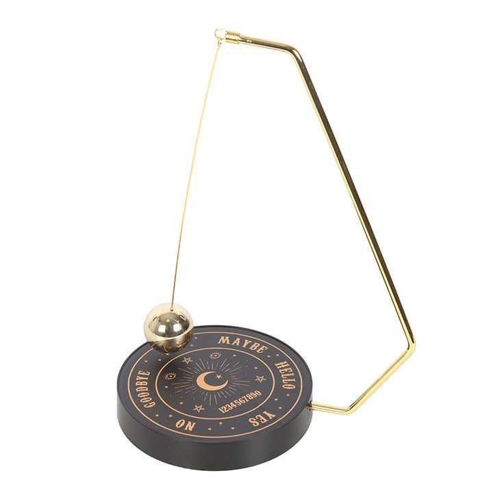 Decorative pendulum with gold accents on a white background