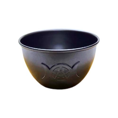 Metal Sage Burner Bowl Triple Moon & Star