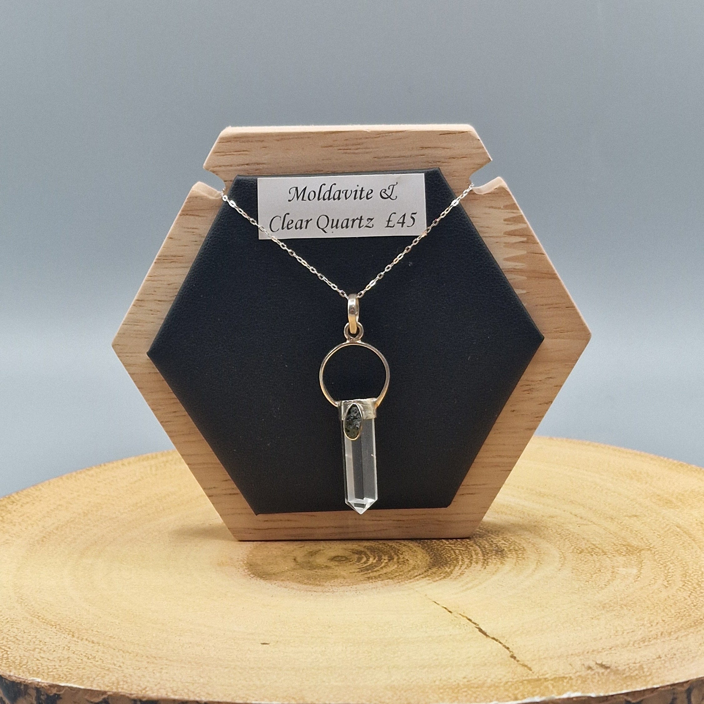Moldavite with Quartz Pendant